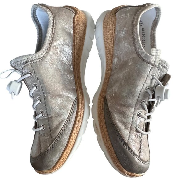 Rieker Nikita Trainer Womens Silver Leather Sneakers 36 US 6 Side Zipper Lace-Up - Picture 9 of 12
